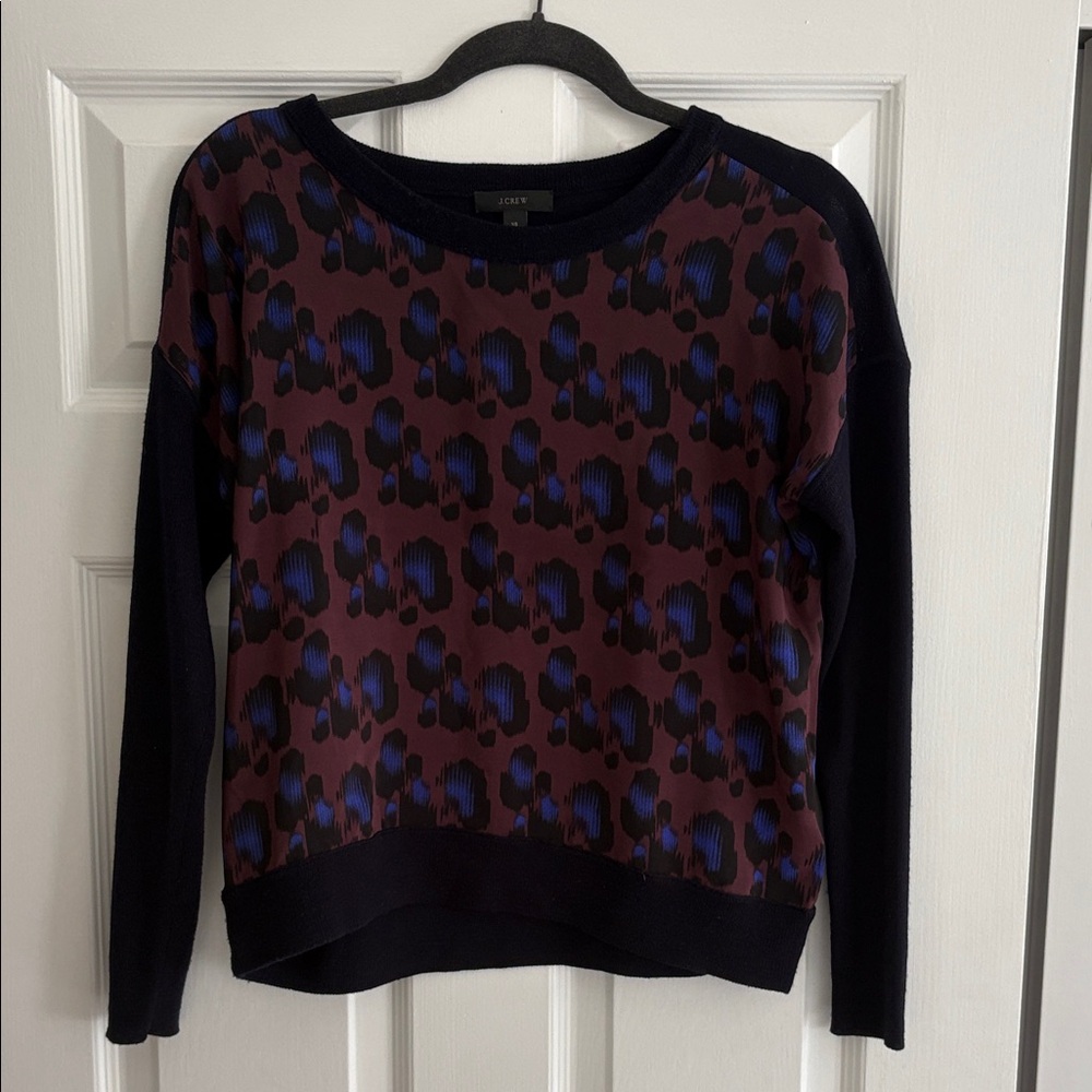 J. Crew Women's Sweater with Purple and Black leopard print